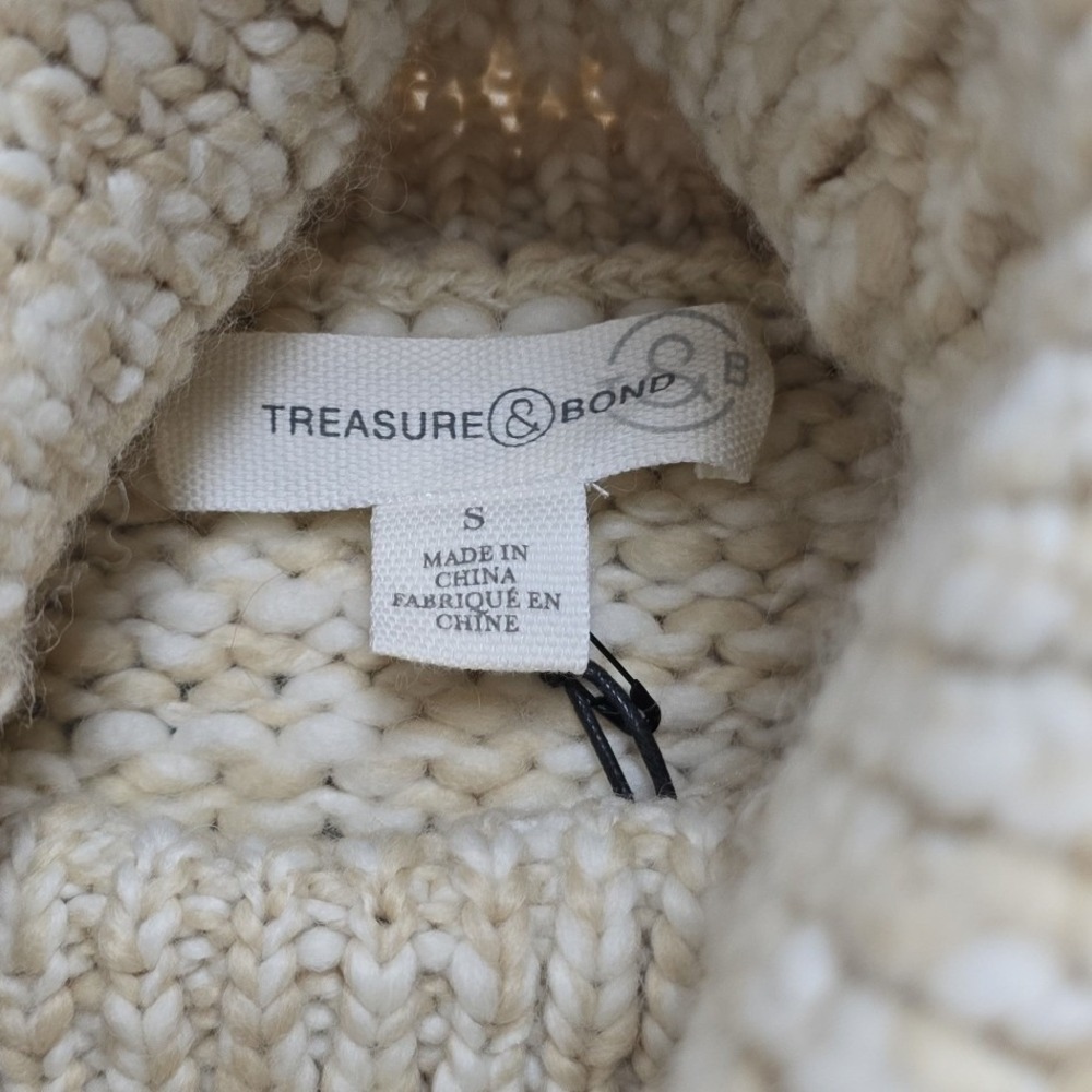 Treasure & Bond Womens Ivory Marled Wool Blend Turtleneck Sweater Small NWT - Picture 6 of 8